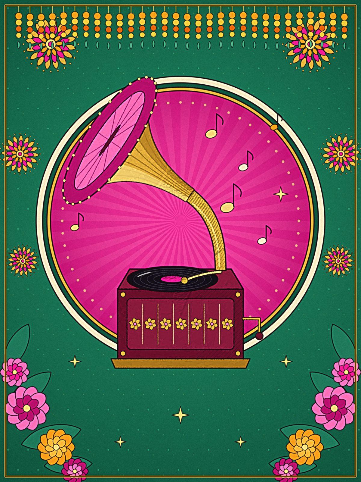 Brass Gramophone Pop Art Wall Art, 12-block pop art wall art by ConvArt