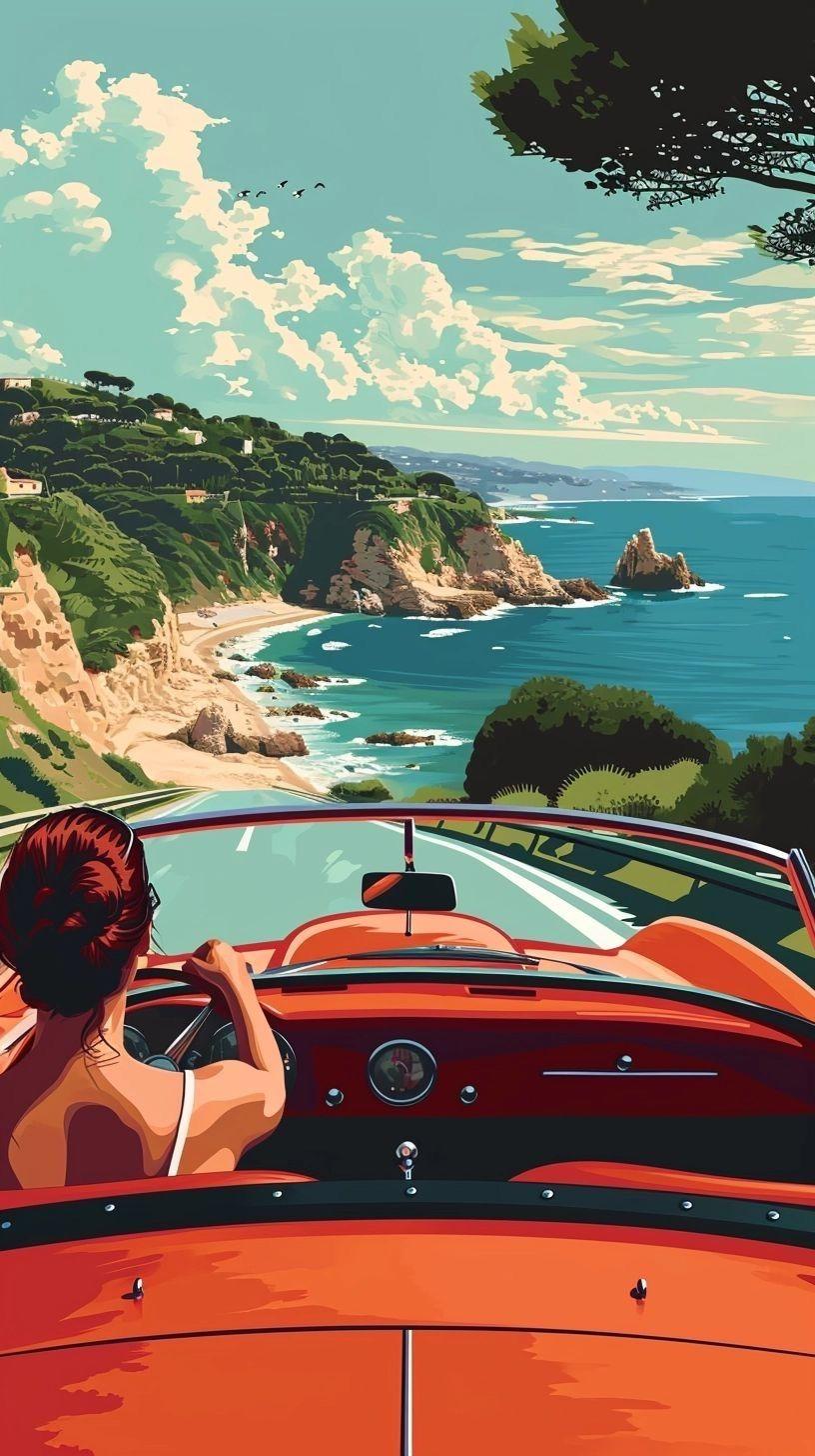 Coastal Drive Road Trip Wall Art, 32-block home wall art by ConvArt