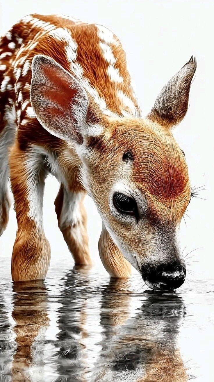Fawn Reflection Wall Art, 32-block kids room wall art by ConvArt