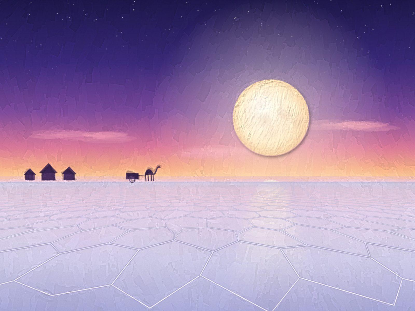 Rann of Kutch Full Moon Oil Wall Art, 12-block home wall art by ConvArt