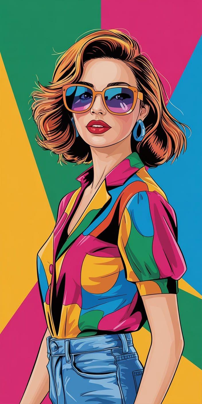 Retro Pop Diva Woman Wall Art, 32-block pop art wall art by ConvArt