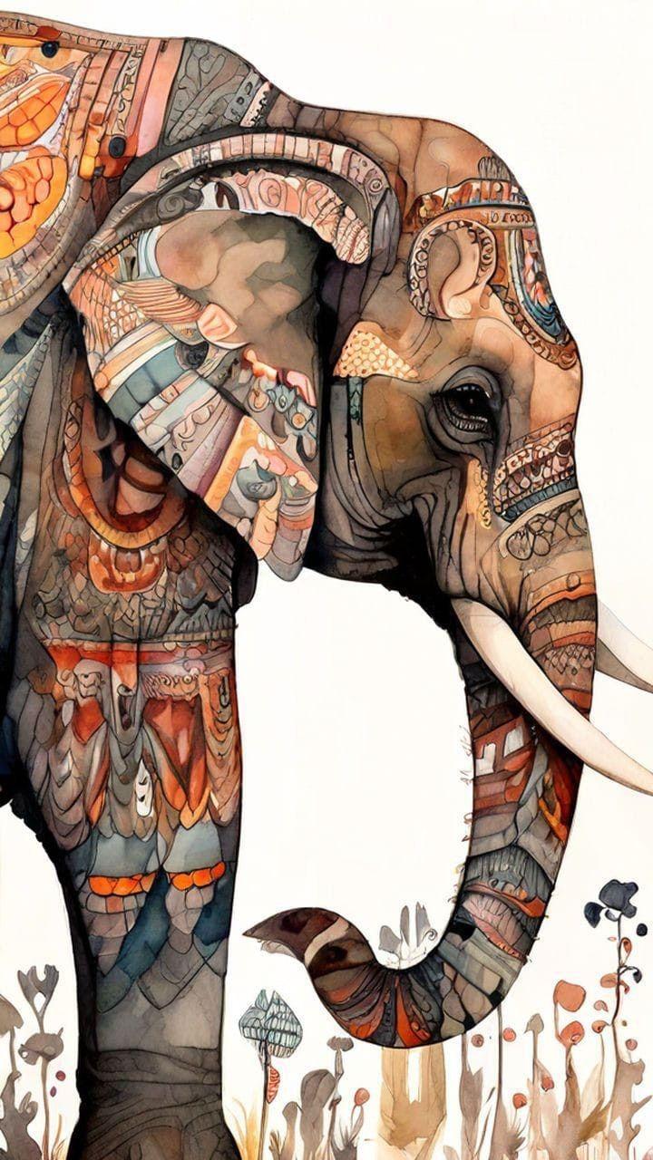 Royal Ornate Elephant Wall Art, 32-block festive and gift wall art by ConvArt