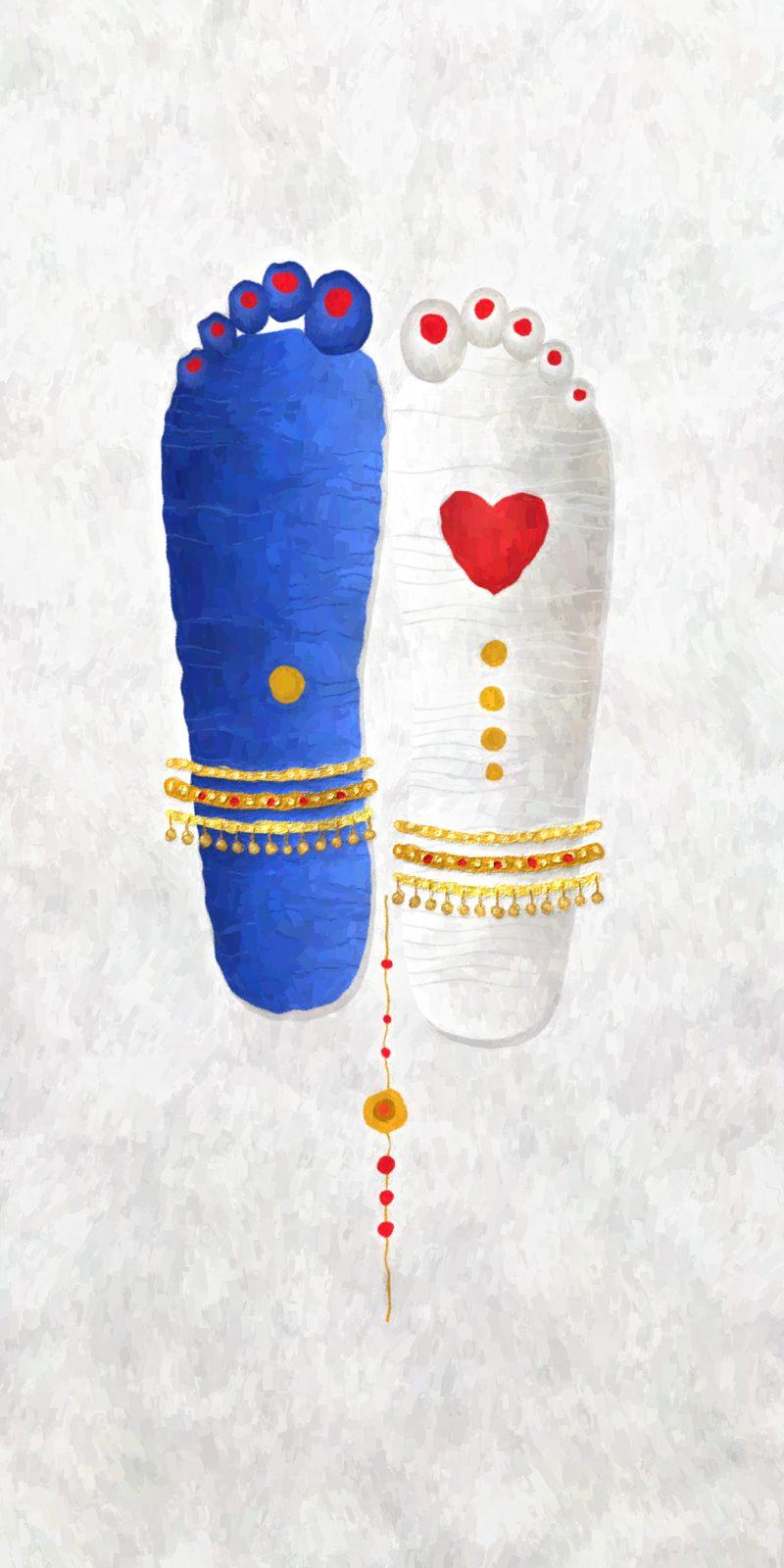 Bhagwan Shiv Shakti Footprints Wall Art, 32-block festive and gift wall art by ConvArt