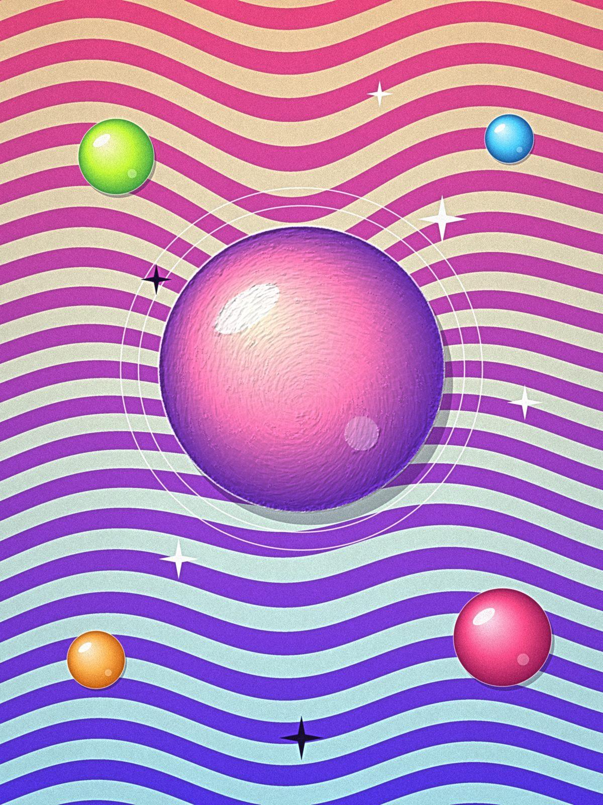 Wavy Op-Art Orb Abstract Wall Art, 12-block abstract wall art by ConvArt